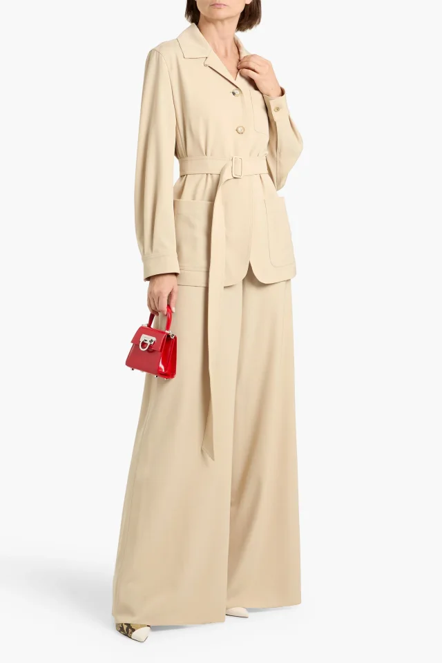 Max Mara Ninfa Wool-Twill Wide-Leg Pants in Camel, photo 3 of 8 from THE OUTNET