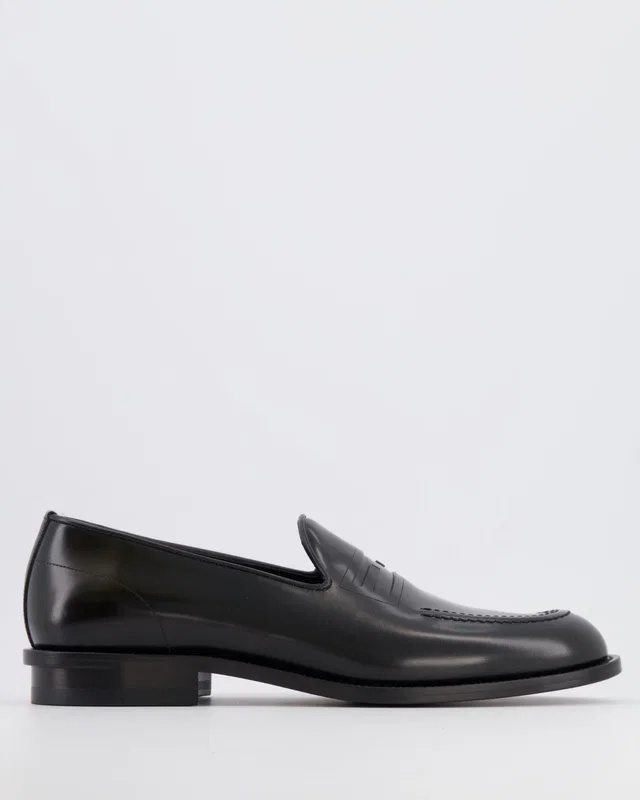 Fendi Menswear Black Leather FF Logo Loafers Size 43 in Black Leather from Sellier