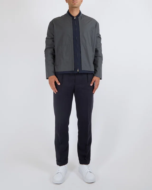 Hermès Menswear Grey and Navy Blue Anorak Jacket Size FR 42 (UK 32) in Navy from Sellier