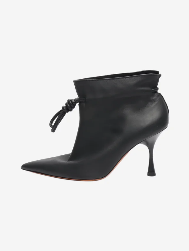 Loewe Black Flamenco leather ankle boots - size EU 38 in Black Leather from Sign of the Times