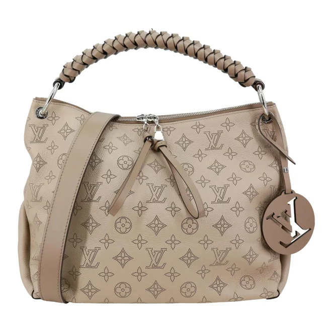 Louis Vuitton Beaubourg Mahina MM Leather Hobo Shoulder Bag Cream in White Leather from Dallas Designer Handbags