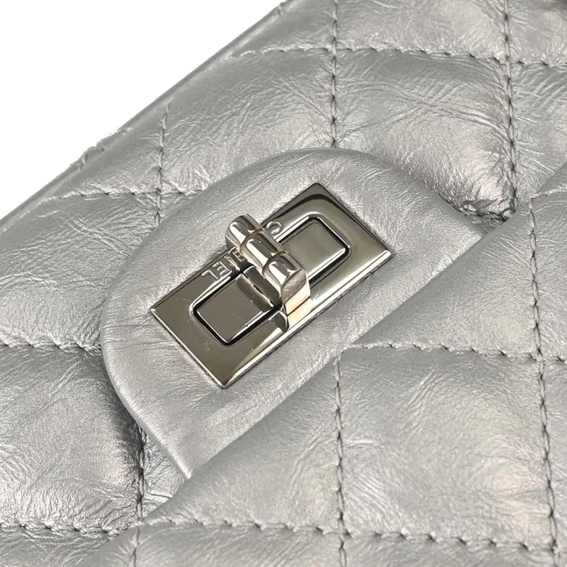 Chanel Reissue 2.55 Double Compartment Flap Quilted Aged Calfskin Silver Bag in Silver Calfskin from HEWI, photo 7 of 15