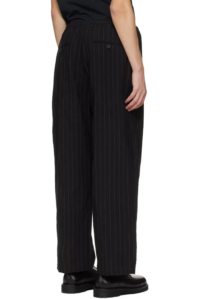 Studio Nicholson Black Sonny Pinstripe Trousers, photo 3 of 4 from SSENSE