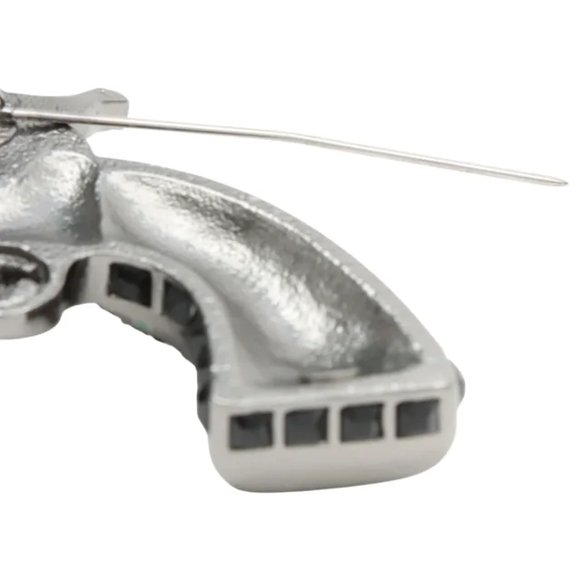 Chanel 2014 Rhinestone Camellia Pistol Motif Brooch, Silver in Silver from VINTAGE QOO TOKYO, photo 4 of 4