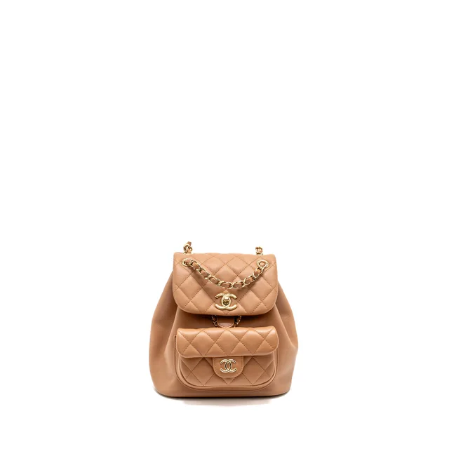 Chanel 24p Mini Duma Backpack Calfskin Caramel LGHW (microchip) in Calfskin from EMIER