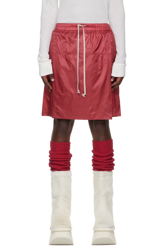 Moncler + Rick Owens Red Kilt Shorts, image 1 of 1 from SSENSE
