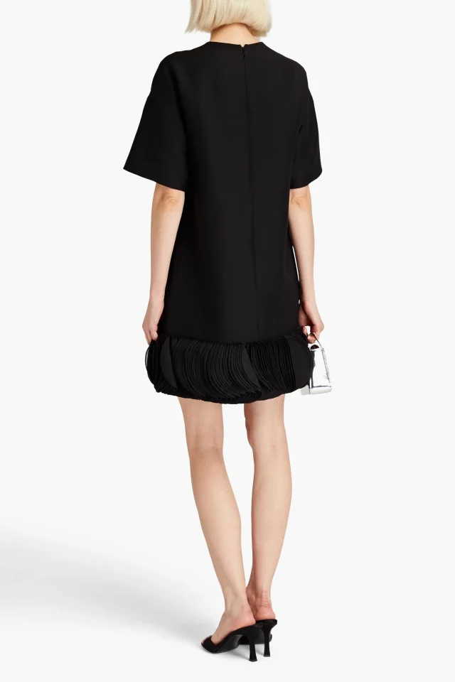 Valentino Garavani Organza-Trimmed Wool and Silk-Blend Crepe Mini Dress in Black, photo 3 of 4 from THE OUTNET