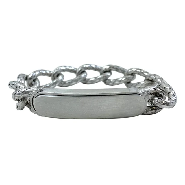 Bottega Veneta Chain Bracelet ID Intrecciato Silver Color Simple in Silver Woven leather from The Reluxe
