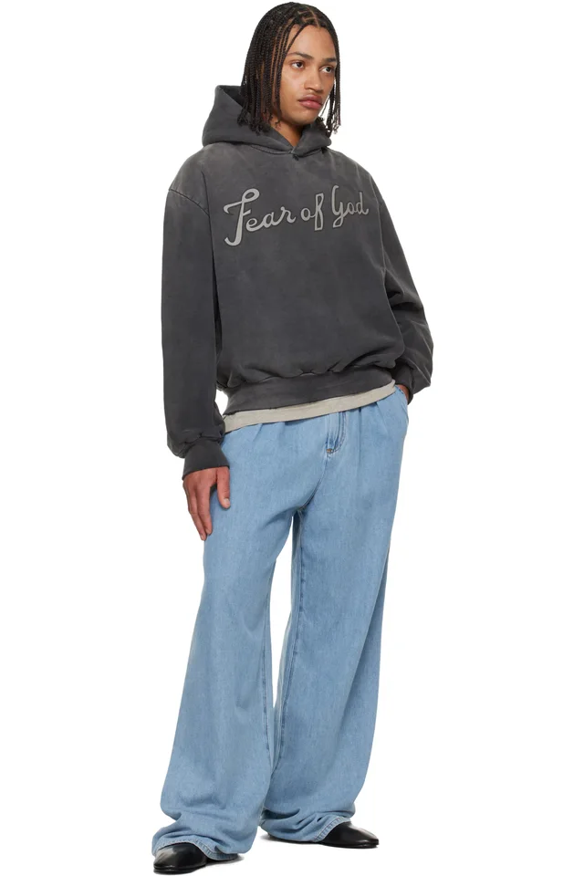 Fear of God Black '26' Classic Half Raglan Hoodie, photo 4 of 4 from SSENSE