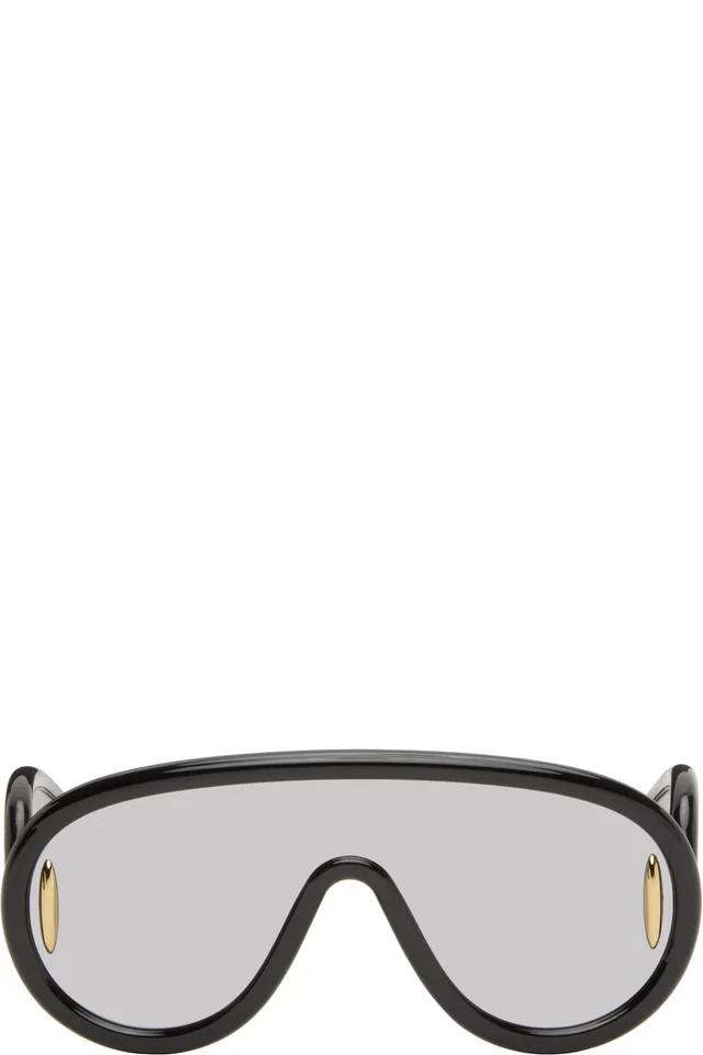 Black Wave Mask Sunglasses, image 1 of 1 from SSENSE