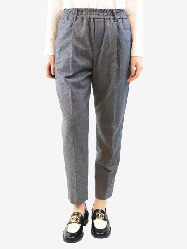 Brunello Cucinelli Grey pleated wool trousers - size UK 10 in Grey Wool from Sign of the Times