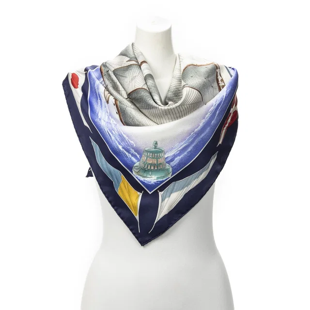 Hermès Scarf Navy in Navy Silk from The Reluxe