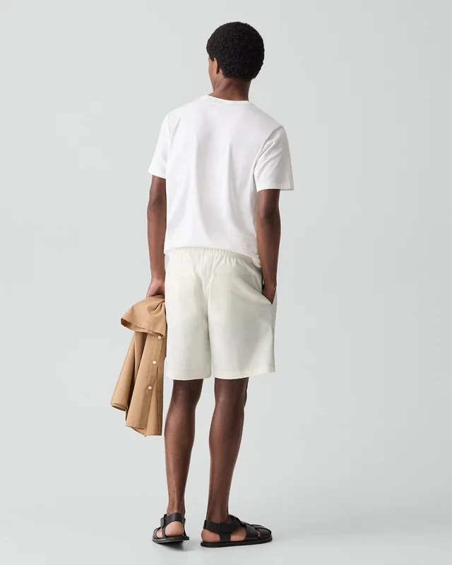 Theory Pull-On Short in Moonsoft Cotton in WINTER IVORY 97% Cotton, 3% Spandex, photo 9 of 10 from Theory