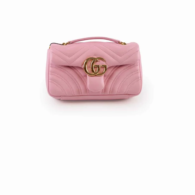 Gucci GG Marmont Mini Shoulder Bag Light Pink Leather in Pink Leather from The Purse Affair
