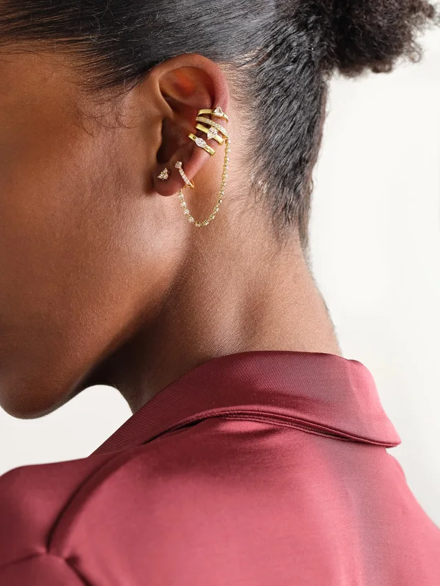 ANITA KO Set of three 18-karat gold diamond ear cuffs in Metallic, photo 2 of 2 from NET-A-PORTER (Canada)