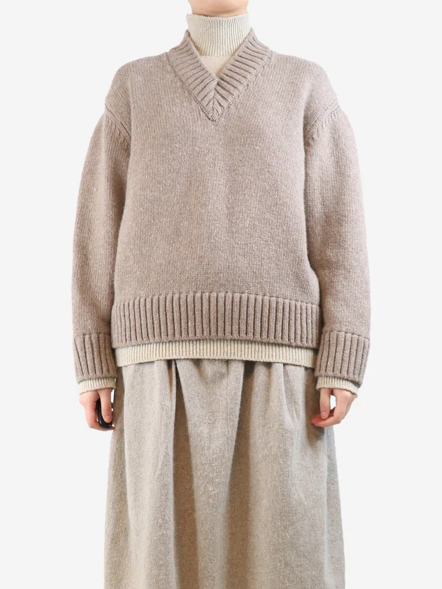 Bottega Veneta Brown chunky wool jumper - size S in Brown Wool from Sign of the Times