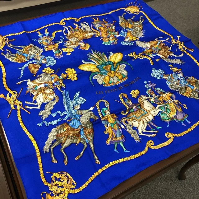 Hermès Carre 90 Festival Of The Sun King Scarf in Silk from The Reluxe