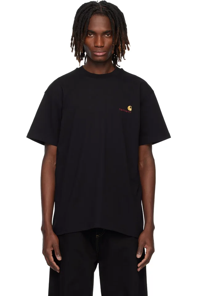 Carhartt Work In Progress Black S/S American Script T-shirt, image 1 of 1 from SSENSE