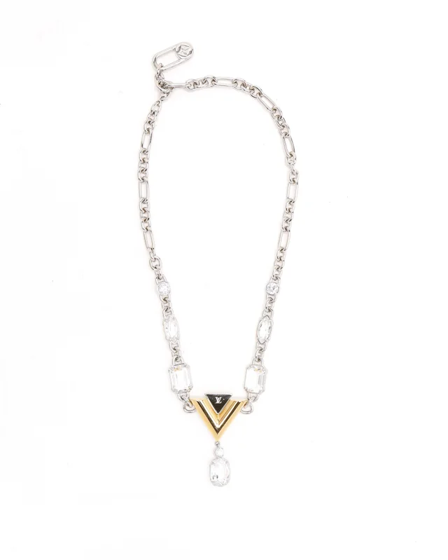 Louis Vuitton V Rhinestone Necklace from A Retro Tale, photo 2 of 5