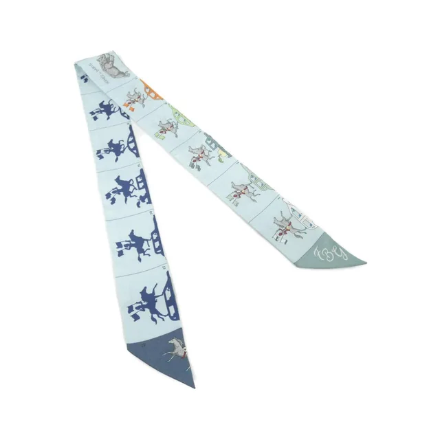Hermès HERMÈS PARADE twilly 064150S scarf in BLUE GLACIER+VERT(ブルーグレイシャー＋ヴェール) from KOMEHYO