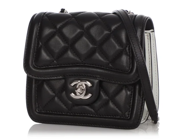 Chanel Mini Black and White Leather Citizen Flap in Black Leather from Ann's Fabulous Finds, photo 3 of 10