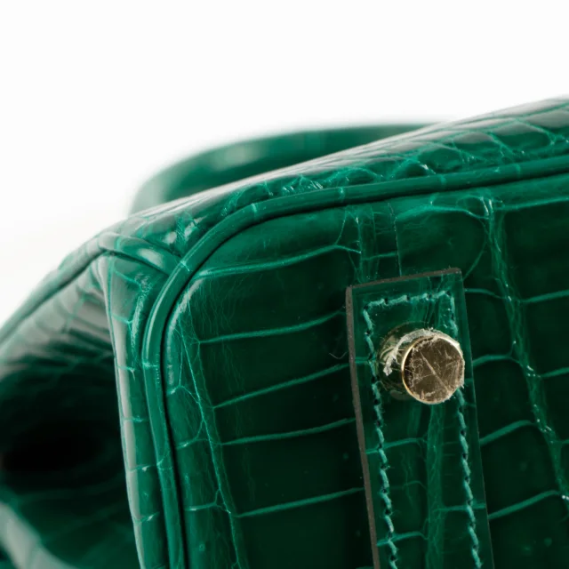 Hermès HSS Birkin 30 Vert Emeraude/Black Shiny Crocodile Niloticus GHW in Black Crocodile from Labellov, photo 6 of 13