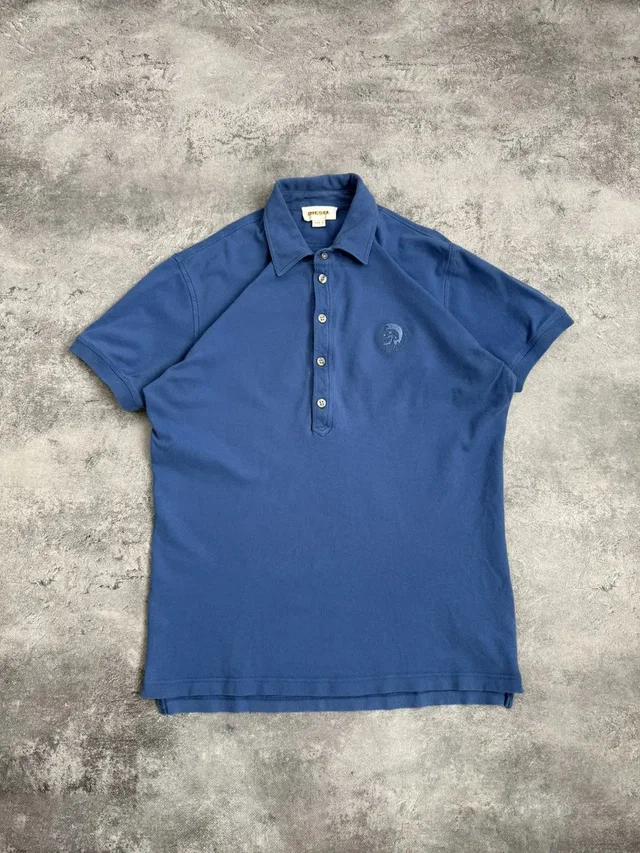 Vintage Y2K Diesel Avant Garde Polo Shirt 90s Streetwear in blue from Grailed