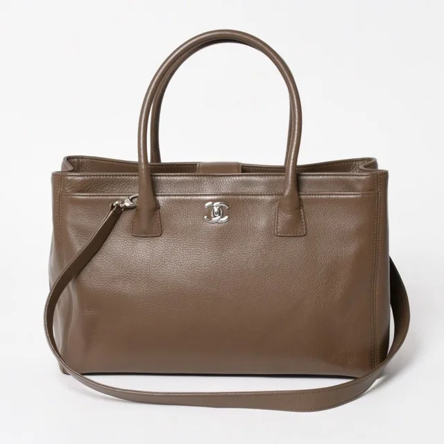 Chanel Executive Tote Bag Medium CC Logo Caviar Leather Brown in Brown Caviar leather from The Reluxe
