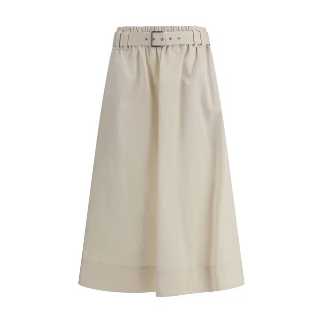 Brunello Cucinelli Cream Wide Long Skirt in White from HEWI
