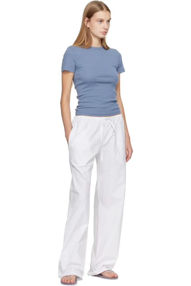 Matteau White Drawcord Trousers, photo 4 of 4 from SSENSE