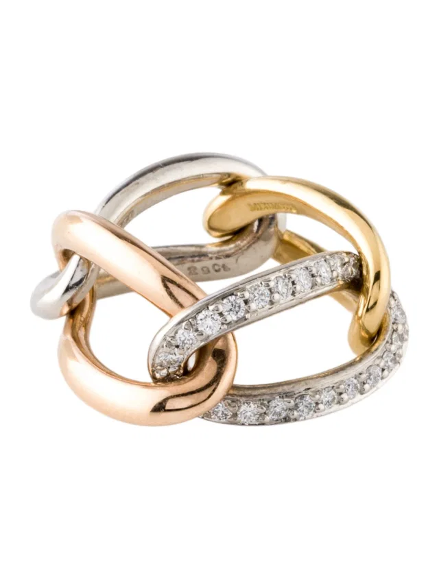 Mikimoto Tricolor Diamond Oval Link Band in multicolor from The RealReal