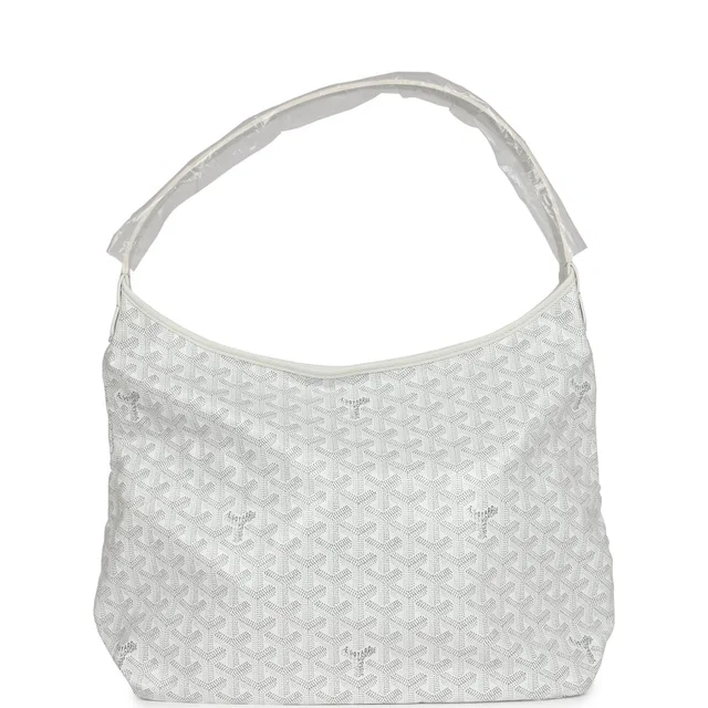 Goyard Goyardine White Boheme Hobo Bag Palladium Hardware in White Calfskin from Madison Avenue Couture