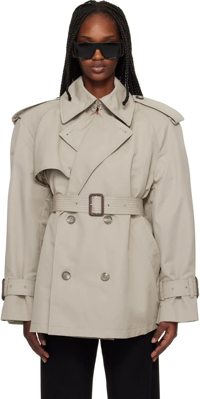 WARDROBE.NYC Taupe Clean Mini Trench Coat, photo 6 of 10 from SSENSE