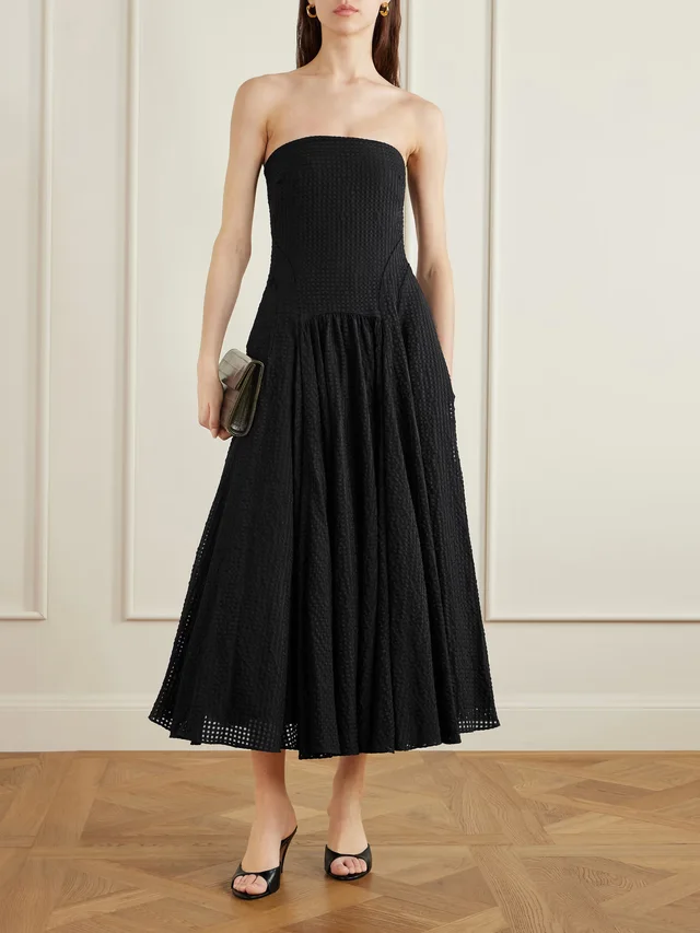 ANOTHER TOMORROW Strapless woven midi dress in Black, photo 2 of 2 from NET-A-PORTER (Canada)