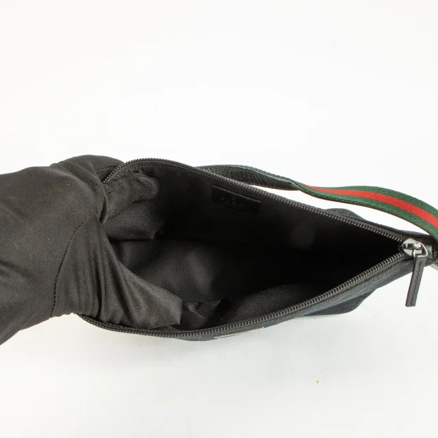 Gucci Black GG Canvas Tag Web Boat Bag in Black Canvas from Labellov, photo 5 of 5