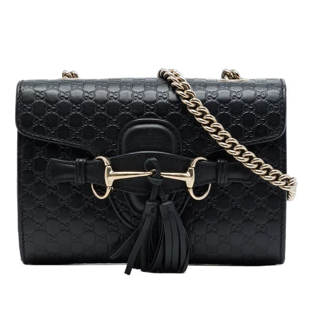 Black Gucci Mini Microguccissima Emily Crossbody in Black Leather from Designer Revival, photo 1 of 1