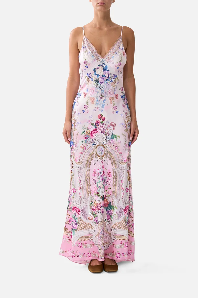 Camilla eBoutique V-NECK LONG BIAS SLIP DRESS WITH TRAIN PALATIAL PASTELS from CAMILLA, photo 1 of 1
