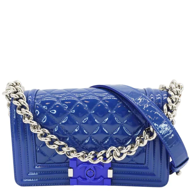 Chanel Boy Flap Small Plexiglass Patent Leather Crossbody Bag Blue in Blue Patent leather from Dallas Designer Handbags