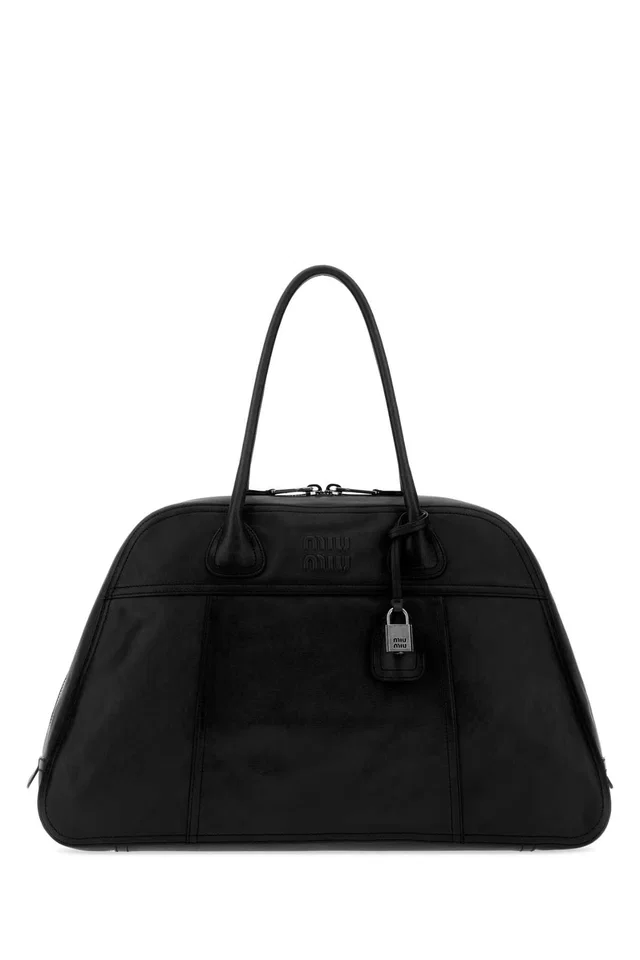 Miu Miu Vitello Leather Shoulder Bag — Black in Black Leather from HEWI