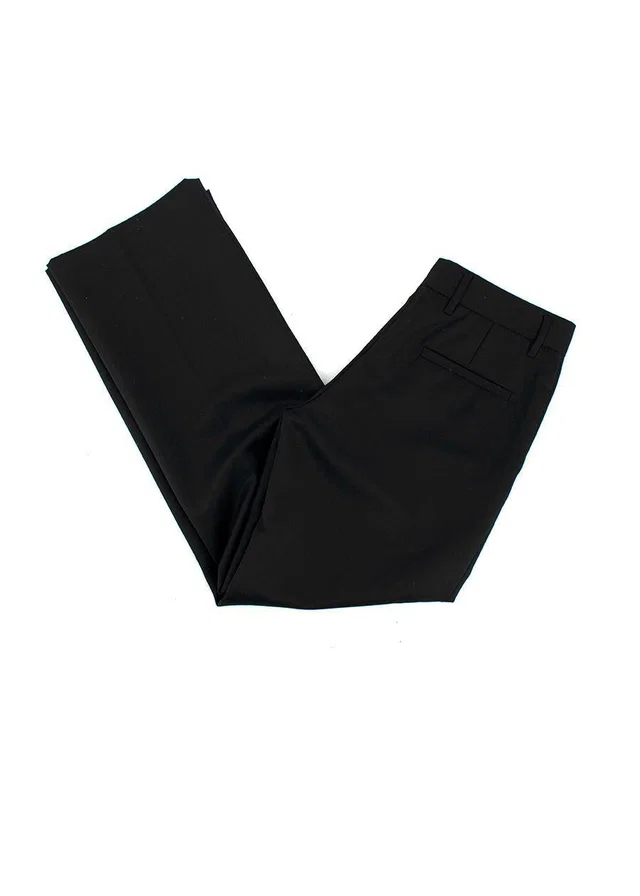 Prada Black Straight Leg Trousers in Black Wool from HEWI