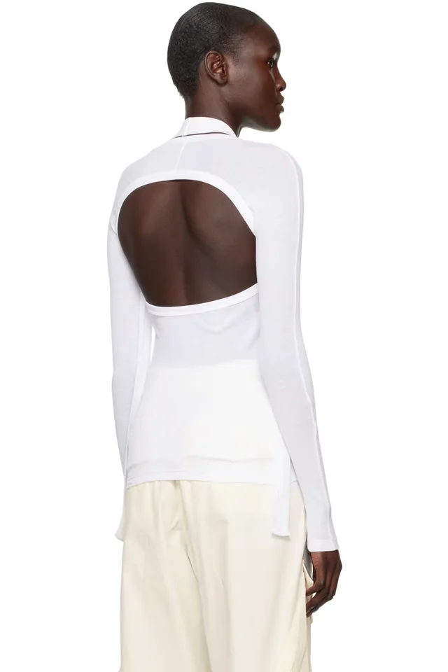 Dion Lee White Modular Long Sleeve T-Shirt, photo 3 of 5 from SSENSE
