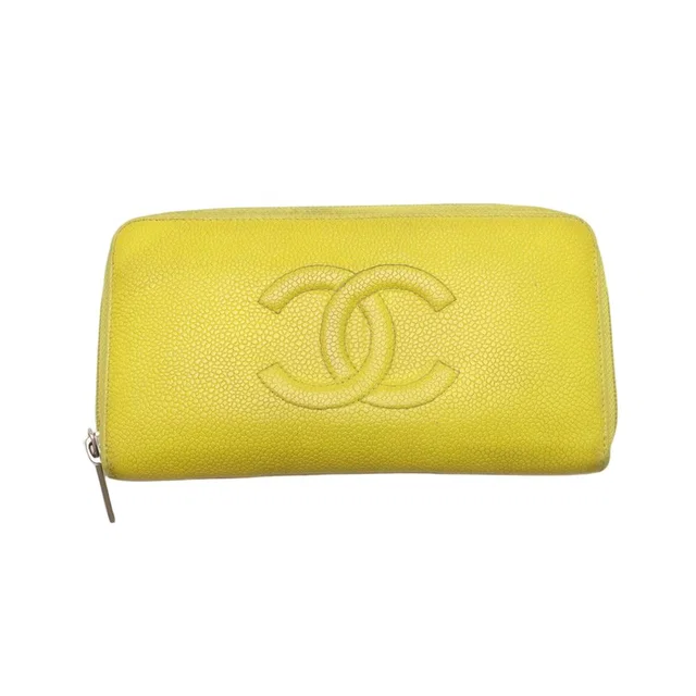 Chanel CC Logo Zip Around Wallet in Caviar leather from The Reluxe