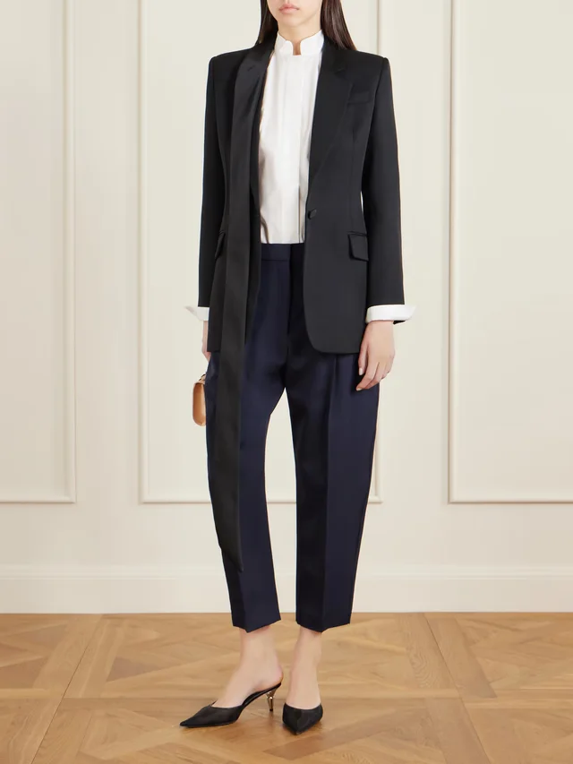 STELLA MCCARTNEY Pleated cropped wool tapered pants in Blue, photo 2 of 2 from NET-A-PORTER (Canada)