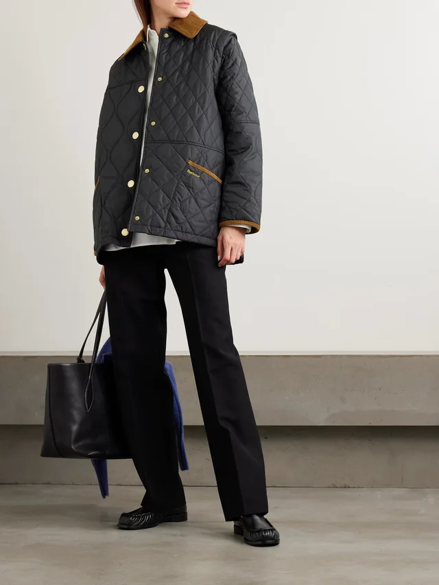 BARBOUR Lorrie convertible corduroy-trimmed quilted shell jacket in Black, photo 2 of 2 from NET-A-PORTER (Canada)