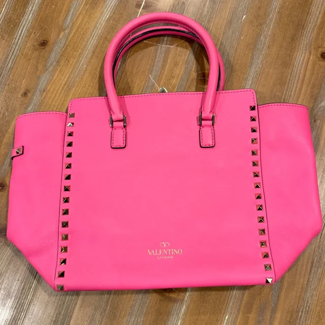 Valentino Garavani Rockstud Pink & Gold Tote Bag Leather Studded Satchel Purse in gold|pink Leather from Poshmark