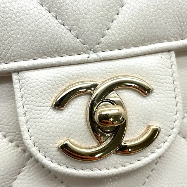 Chanel Matelasse Top Handle ChainShoulder Bag WhiteAS4711 Caviar Leather Size Mini in Caviar leather from GALLERY RARE, photo 12 of 17