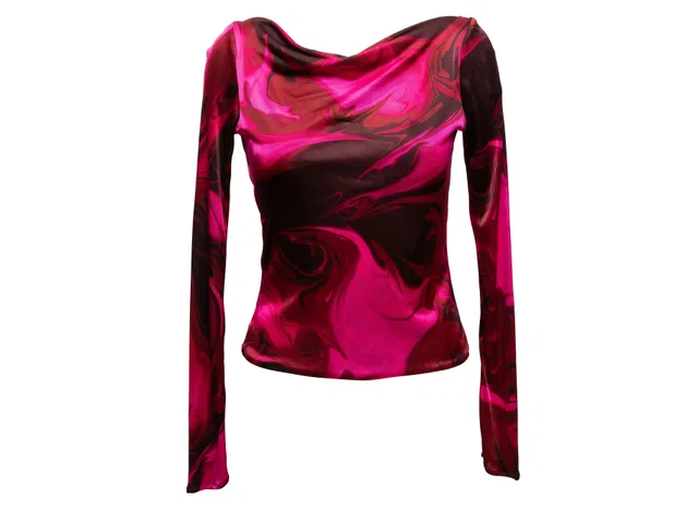 Red & Black Gucci Swirl Print Long Sleeve Top Size IT 40 in Black from Designer Revival