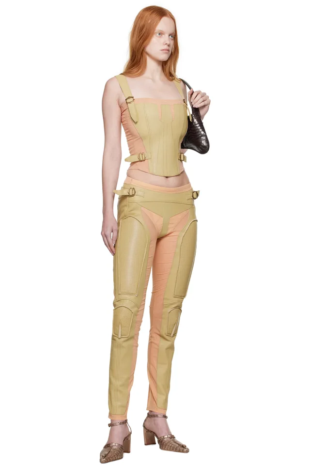 KNWLS Khaki & Pink GTR Trousers, photo 4 of 4 from SSENSE