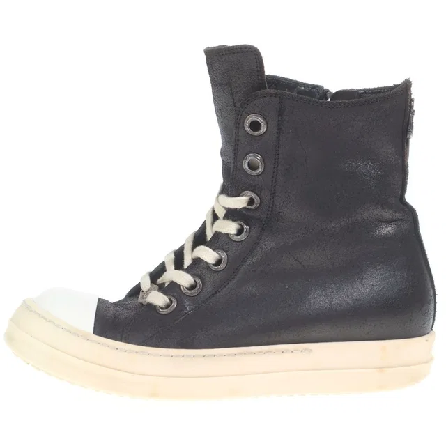 Chrome Hearts Ramones Silver Decorative Leather High Cut Sneakers Black in Black Leather from The Reluxe