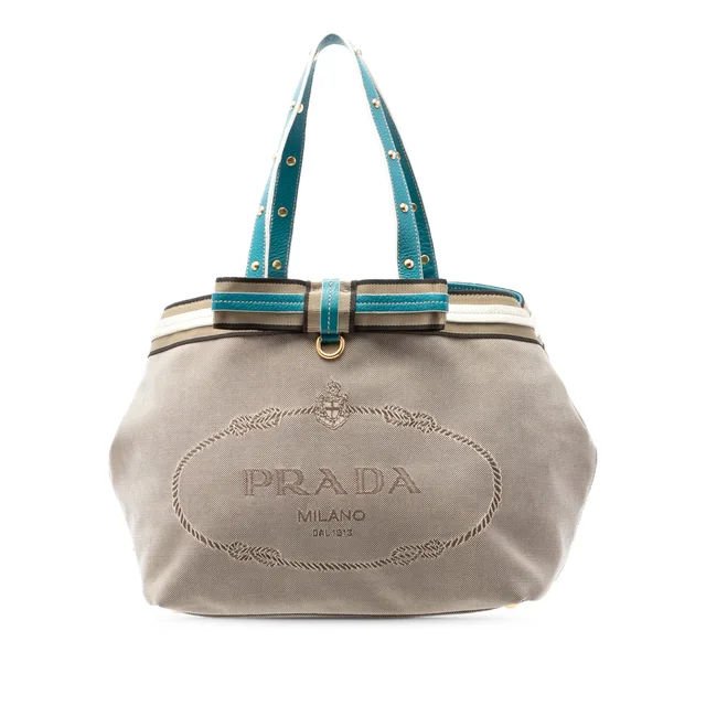 Blue Prada Canvas Canapa Logo Tote in Blue Canvas from Designer Revival, photo 1 of 1